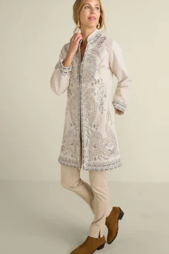 Feminine Flourish|Wear Now Styles-Soft Surroundings Kerala Embellished Natural Jacket Natural Seed
