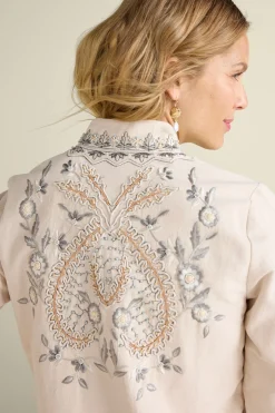 Feminine Flourish|Wear Now Styles-Soft Surroundings Kerala Embellished Natural Jacket Natural Seed