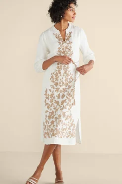 Feminine Flourish|Vacation Shop-Soft Surroundings Kimora Embroidered Midi Dress Ivory Pearl