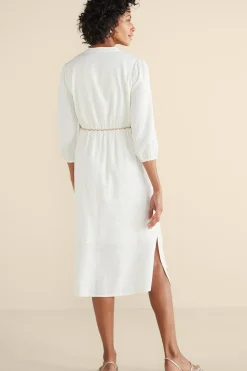 Feminine Flourish|Vacation Shop-Soft Surroundings Kimora Embroidered Midi Dress Ivory Pearl