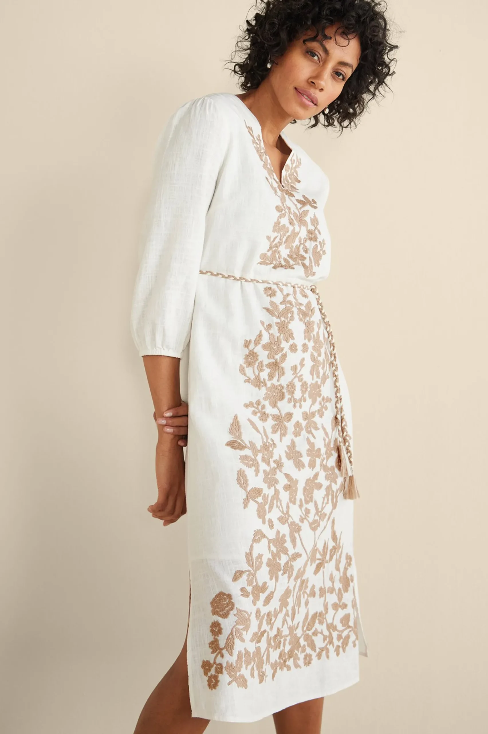 Feminine Flourish|Vacation Shop-Soft Surroundings Kimora Embroidered Midi Dress Ivory Pearl
