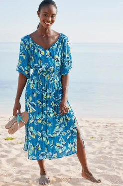 cover ups-Soft Surroundings La Blanca Fiji Coverup Dress Ocean