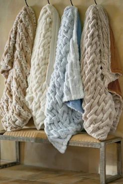 Throws|Bedding Essentials-Soft Surroundings La Parisienne Faux Fur Throw Tipped Midnight