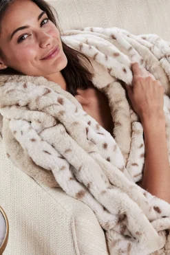Throws|Bedding Essentials-Soft Surroundings La Parisienne Faux Fur Throw Tipped Midnight