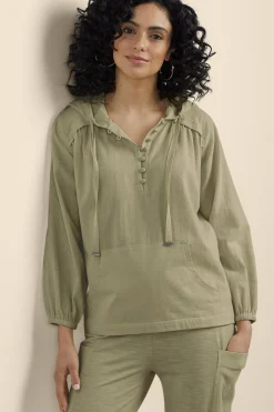 Wear Now Styles|Gauze Shop-Soft Surroundings Lanai Hoodie Bay Leaf