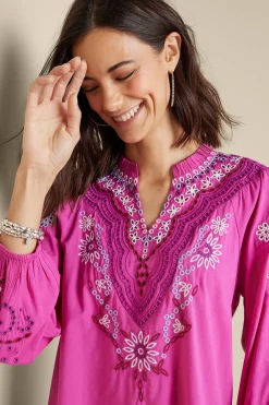 Feminine Flourish|Vacation Shop-Soft Surroundings Laney Voile Blouse Rose Violet