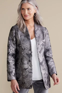 Global Artistry|Jackets & Coats-Soft Surroundings Lismore Jacquard Jacket Gray Tapestry