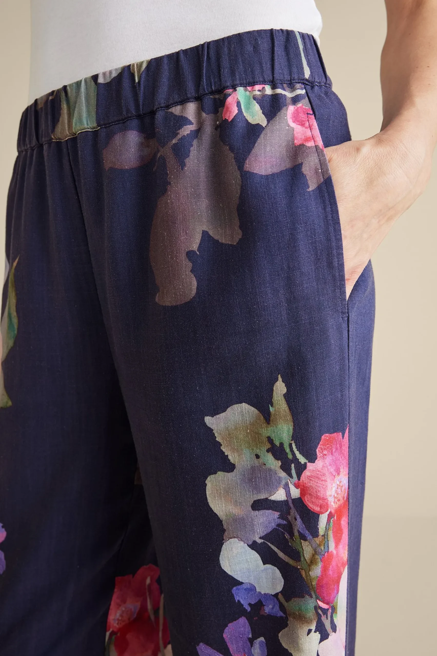 Feminine Flourish|Into The Blues-Soft Surroundings Lizette Wide-Leg Pant Marseille Floral Exploded