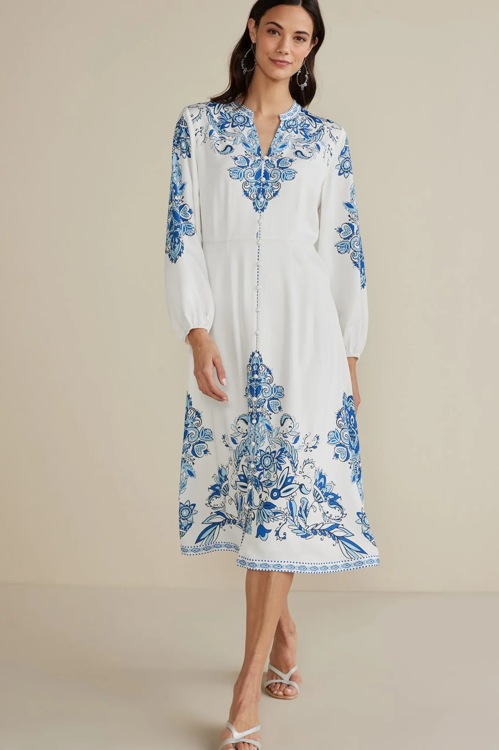 patterned|mid-length-Soft Surroundings Louise Midi Dress Perissa Scarf