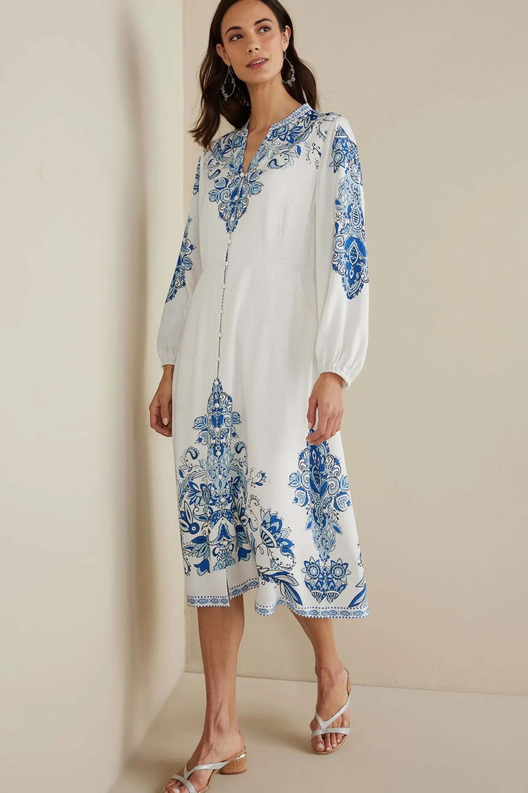 patterned|mid-length-Soft Surroundings Louise Midi Dress Perissa Scarf