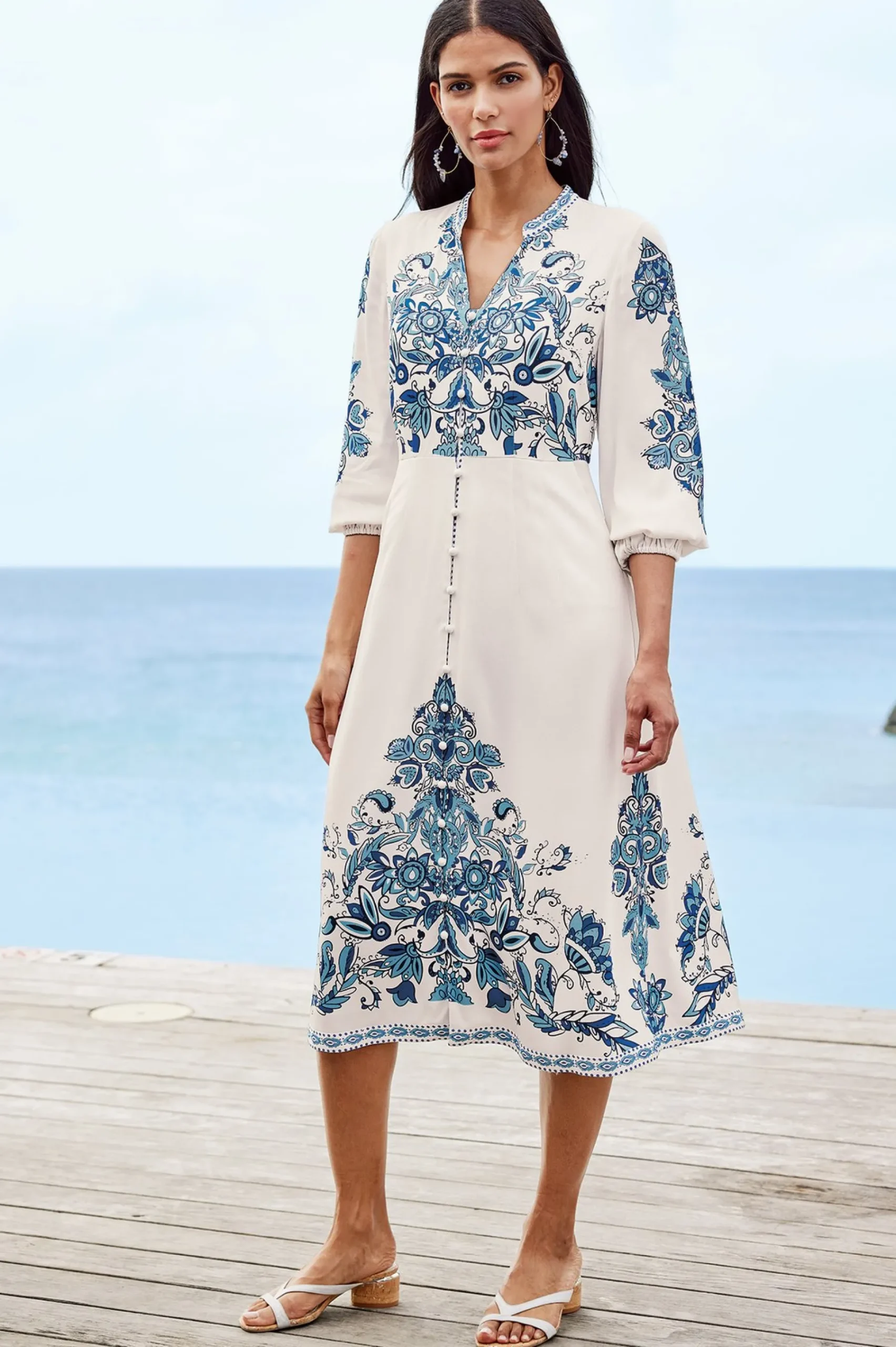 patterned|mid-length-Soft Surroundings Louise Midi Dress Perissa Scarf