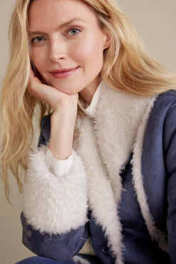 Into The Blues|Jackets & Coats-Soft Surroundings Lucerne Shearling Coat Nightshadow Blue