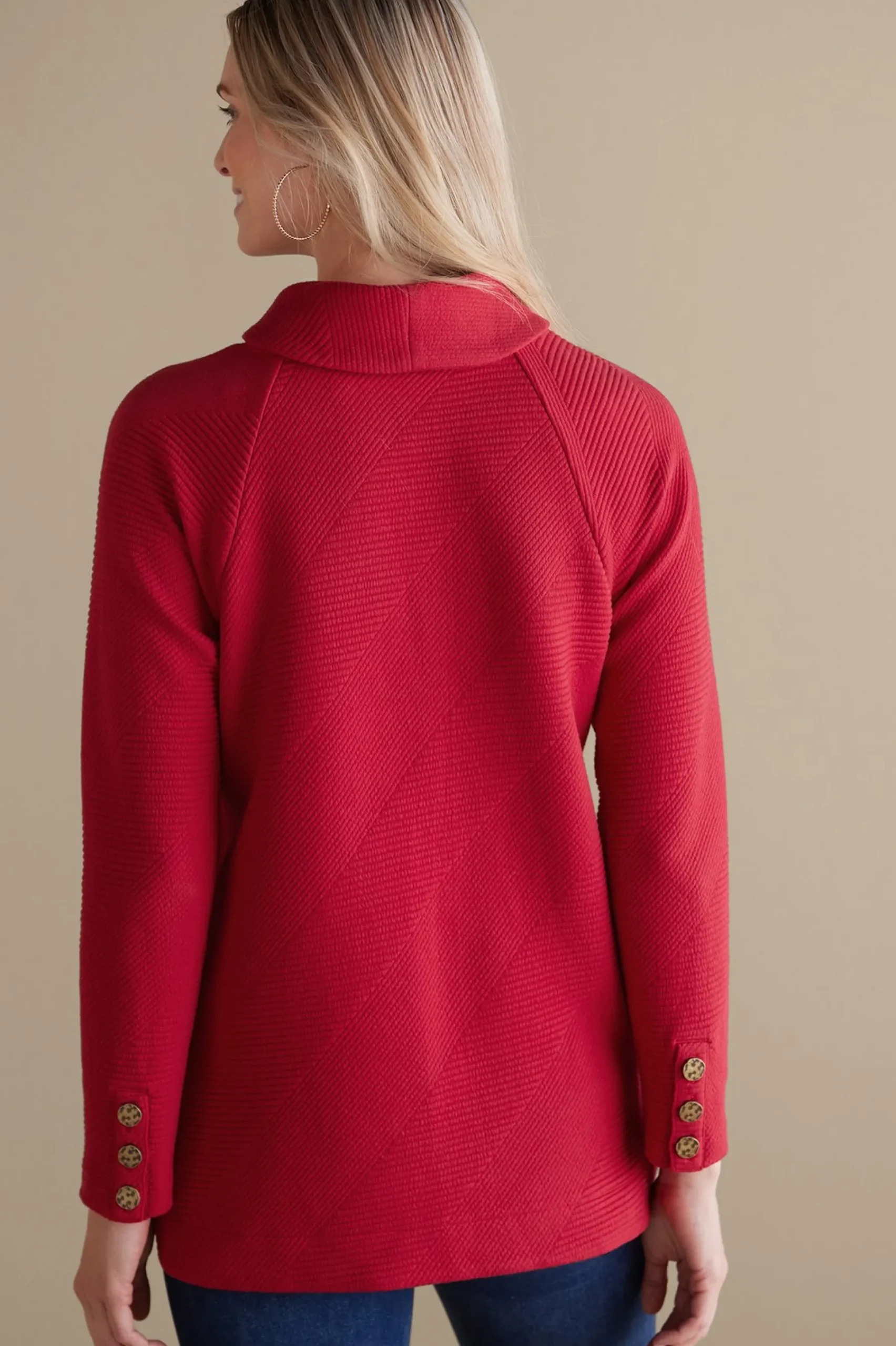 Everyday Styles|long sleeve-Soft Surroundings Macie Pullover Sangria Red