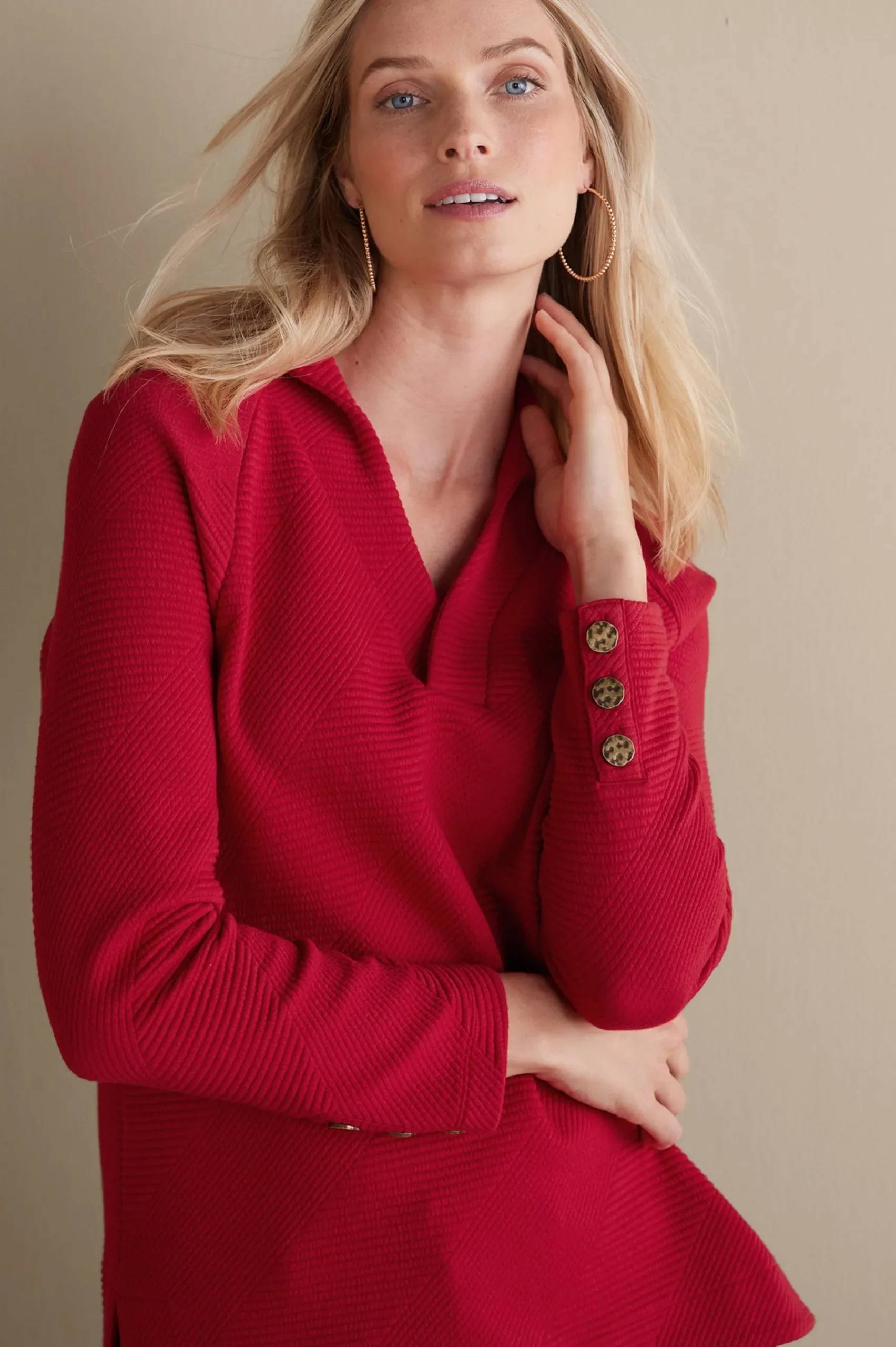 Everyday Styles|long sleeve-Soft Surroundings Macie Pullover Sangria Red