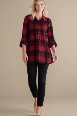 Into The Blues|Wear Now Styles-Soft Surroundings Mad About Plaid Tunic Light Blue Plaid
