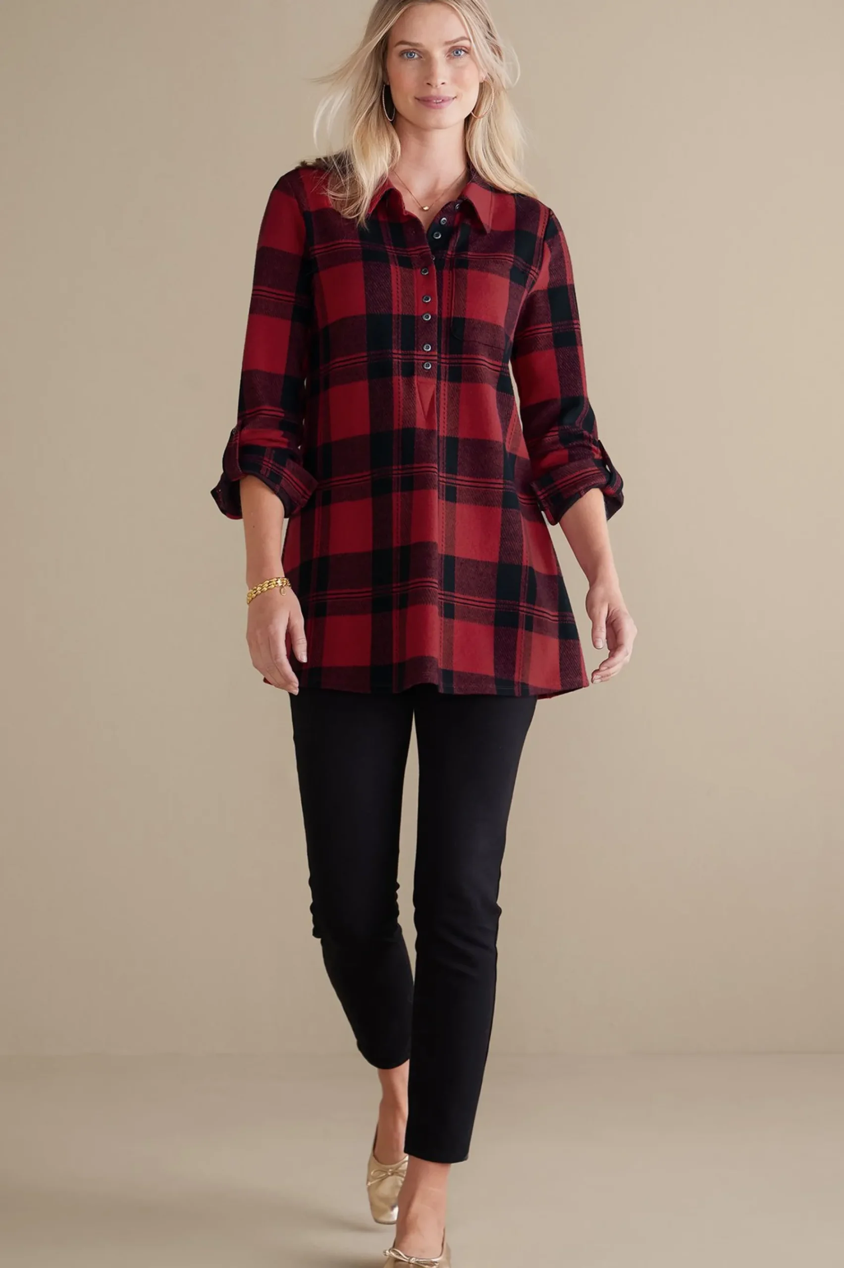 Into The Blues|Wear Now Styles-Soft Surroundings Mad About Plaid Tunic Light Blue Plaid