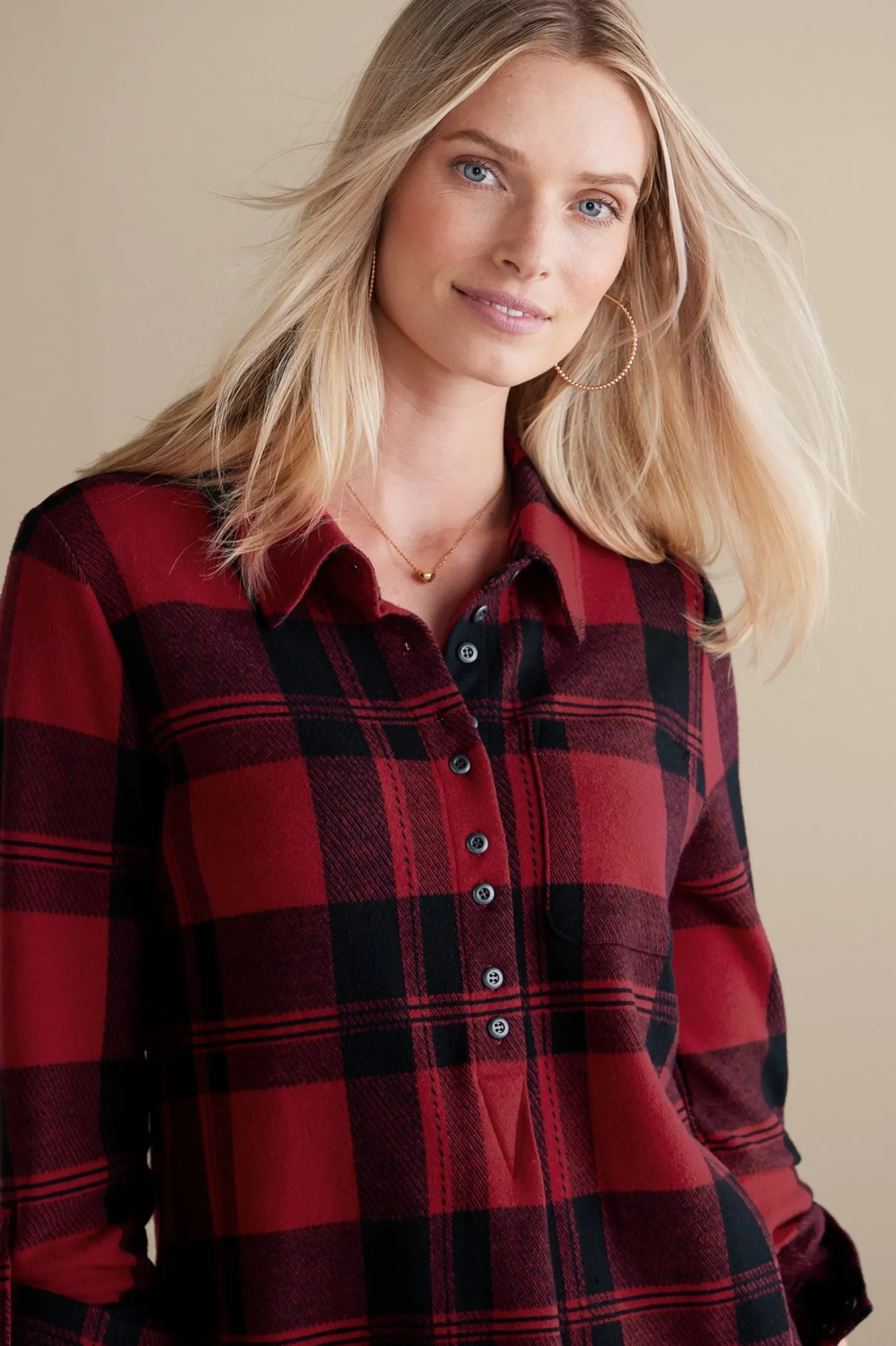 Into The Blues|Wear Now Styles-Soft Surroundings Mad About Plaid Tunic Light Blue Plaid