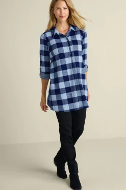 Everyday Styles|long sleeve-Soft Surroundings Mad About Plaid Tunic I Charcoal