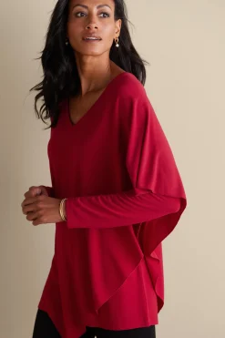 Everyday Styles|long sleeve-Soft Surroundings Madeline Tunic Sangria Red