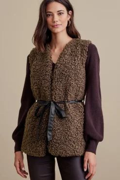 Jackets & Coats|vest-Soft Surroundings Maribo Shearling Vest Brown Shearling