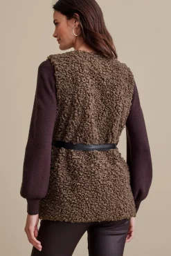 Jackets & Coats|vest-Soft Surroundings Maribo Shearling Vest Brown Shearling
