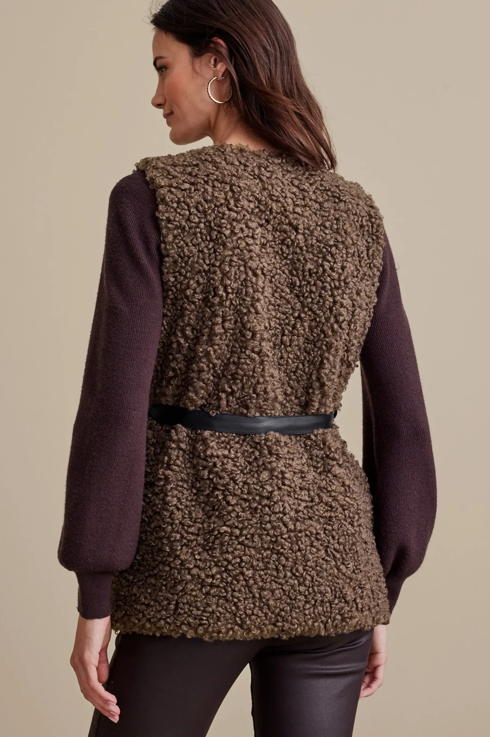 Jackets & Coats|vest-Soft Surroundings Maribo Shearling Vest Brown Shearling