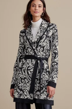 Feminine Flourish|Sweaters & Cardigans-Soft Surroundings Marika Jacquard Cardigan Antique White
