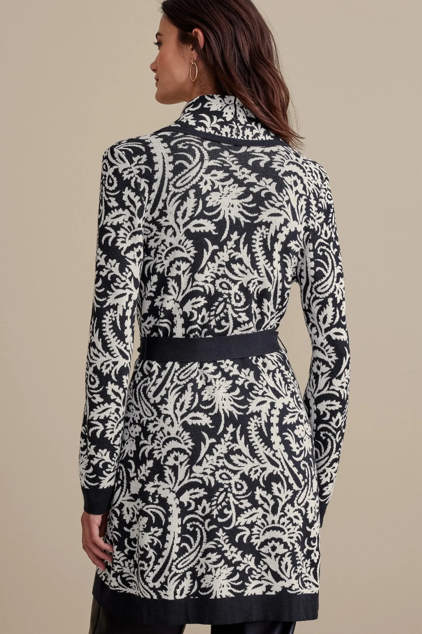 Feminine Flourish|Sweaters & Cardigans-Soft Surroundings Marika Jacquard Cardigan Antique White