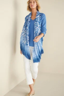 Into The Blues|Sweaters & Cardigans-Soft Surroundings Marin Back Button Sweater Riverside Blue