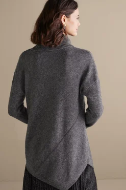 Sweaters & Cardigans|long sleeve-Soft Surroundings Maxine Sweater Dark Grey Heather