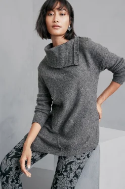 Sweaters & Cardigans|long sleeve-Soft Surroundings Maxine Sweater Dark Grey Heather
