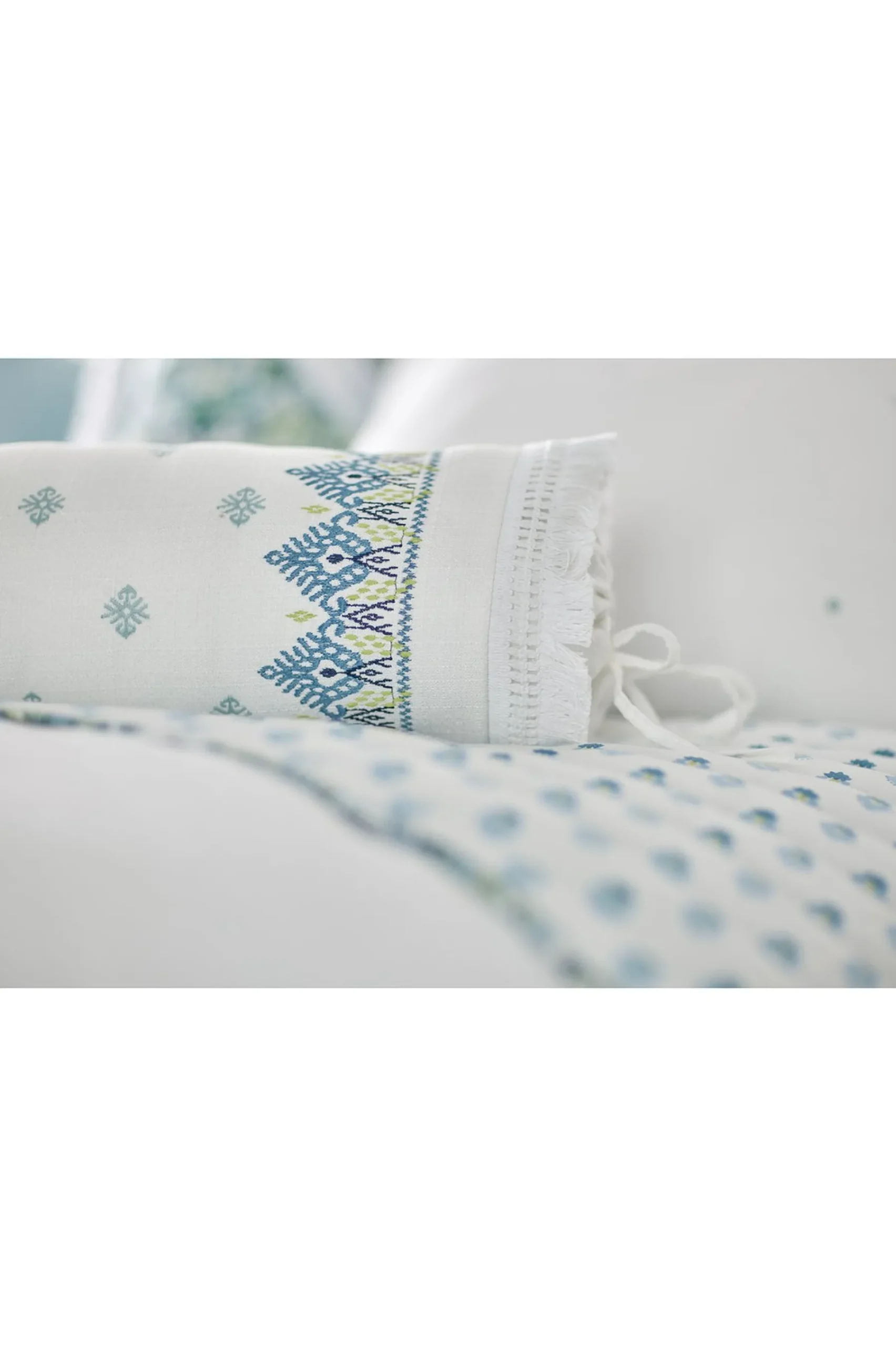 pillows-Soft Surroundings Melanie Embroidered Bolster White