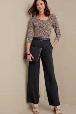 full length|wide leg-Soft Surroundings Melita Wide Leg Pants Black