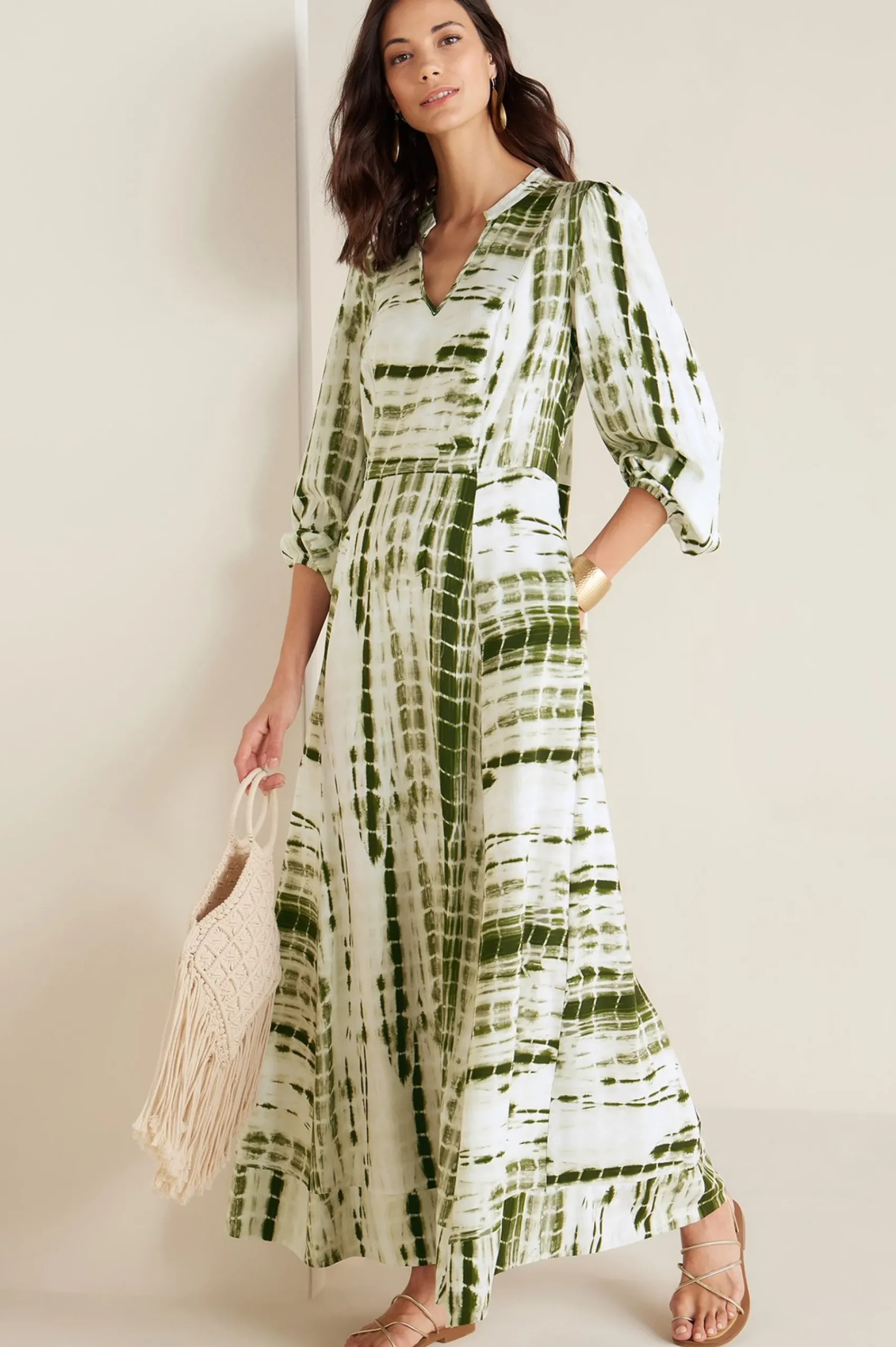 Global Artistry|patterned-Soft Surroundings Melody Dress Green Tie Dye