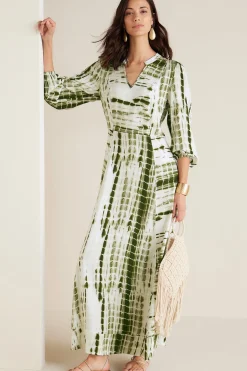 Global Artistry|patterned-Soft Surroundings Melody Dress Green Tie Dye