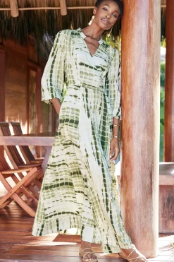 Global Artistry|patterned-Soft Surroundings Melody Dress Green Tie Dye