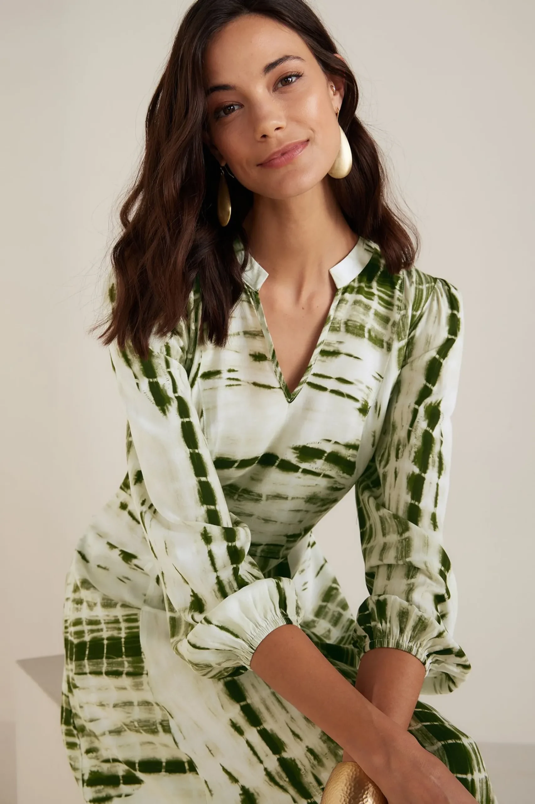 Global Artistry|patterned-Soft Surroundings Melody Dress Green Tie Dye