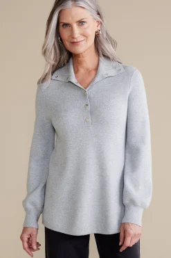 Feminine Flourish|Everyday Styles-Soft Surroundings Meria Sweater Tunic Medium Grey Heather