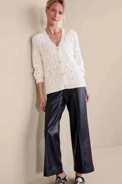 Everyday Styles|Sweaters & Cardigans-Soft Surroundings Meryl Cable Cardigan Ivory Pearl