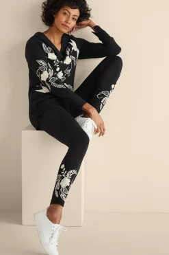 Wear Now Styles|full length-Soft Surroundings Miraflores Embroidered Legging Black