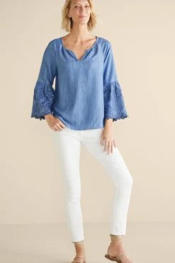 Feminine Flourish|Into The Blues-Soft Surroundings Misty TENCEL™ Shirt Medium Wash