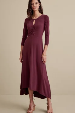 between season|solids-Soft Surroundings Monica Knit Dress Purple Wine