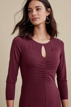 between season|solids-Soft Surroundings Monica Knit Dress Purple Wine
