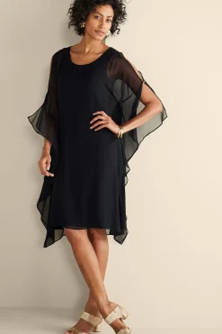 occasion dresses|solids-Soft Surroundings Morlaix Silk Dress Black