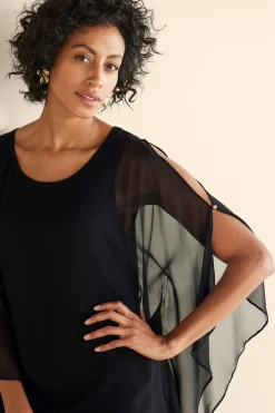 occasion dresses|solids-Soft Surroundings Morlaix Silk Dress Black