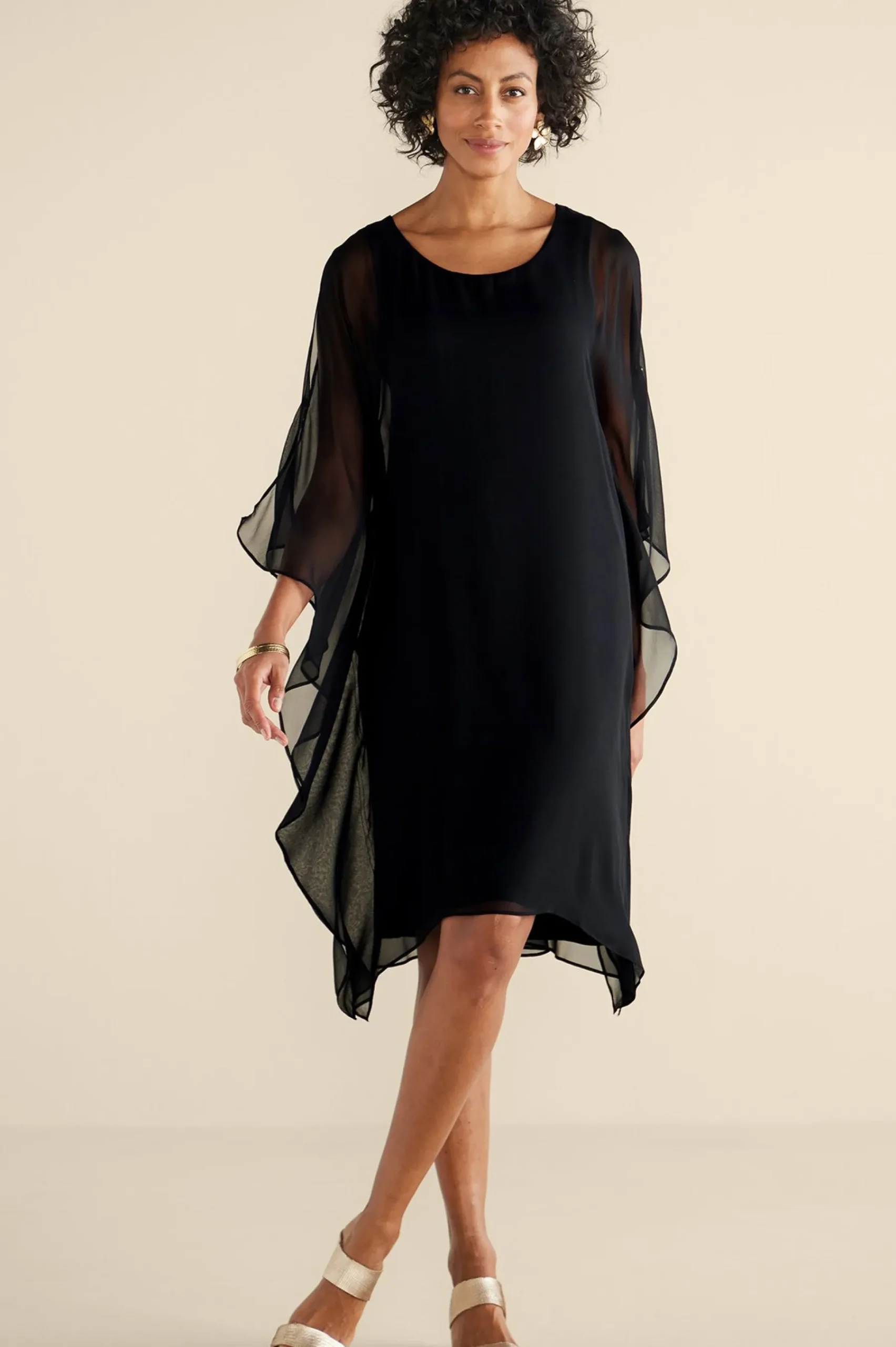 occasion dresses|solids-Soft Surroundings Morlaix Silk Dress Black