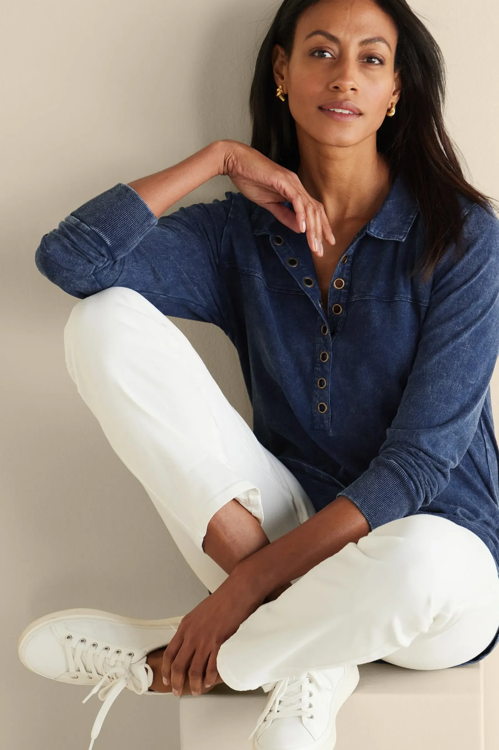 Into The Blues|Wear Now Styles-Soft Surroundings Neera Washed Tunic Denim Blue
