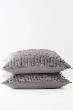pillowcases & shams-Soft Surroundings Nicolette Crinkle Sham Grey
