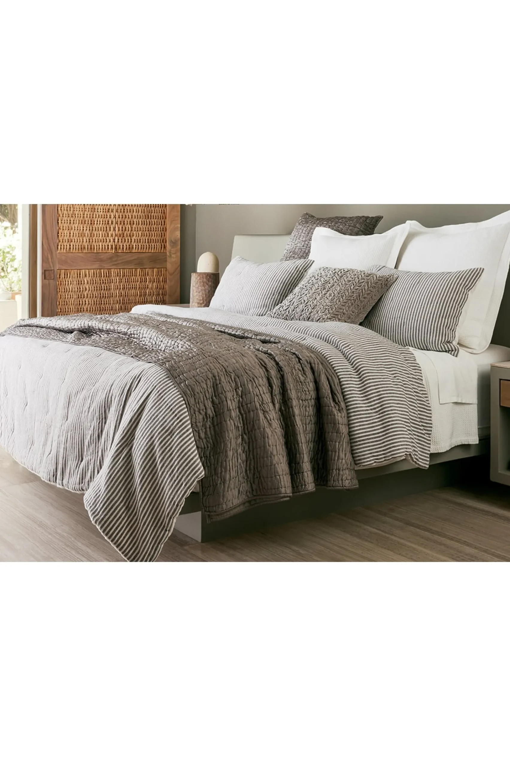 pillowcases & shams-Soft Surroundings Nicolette Crinkle Sham Grey