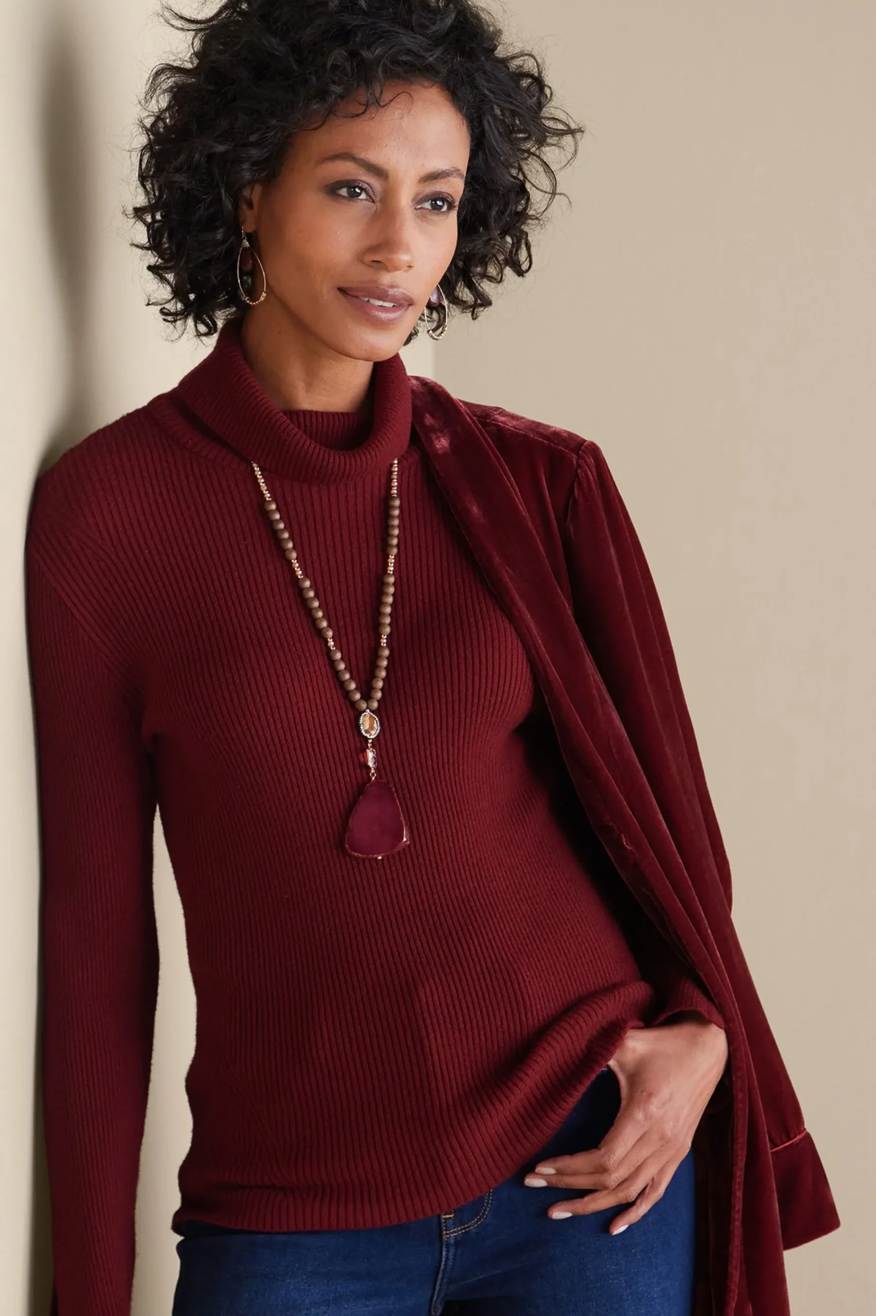 Everyday Styles|Sweaters & Cardigans-Soft Surroundings Nika Sweater Cabernet